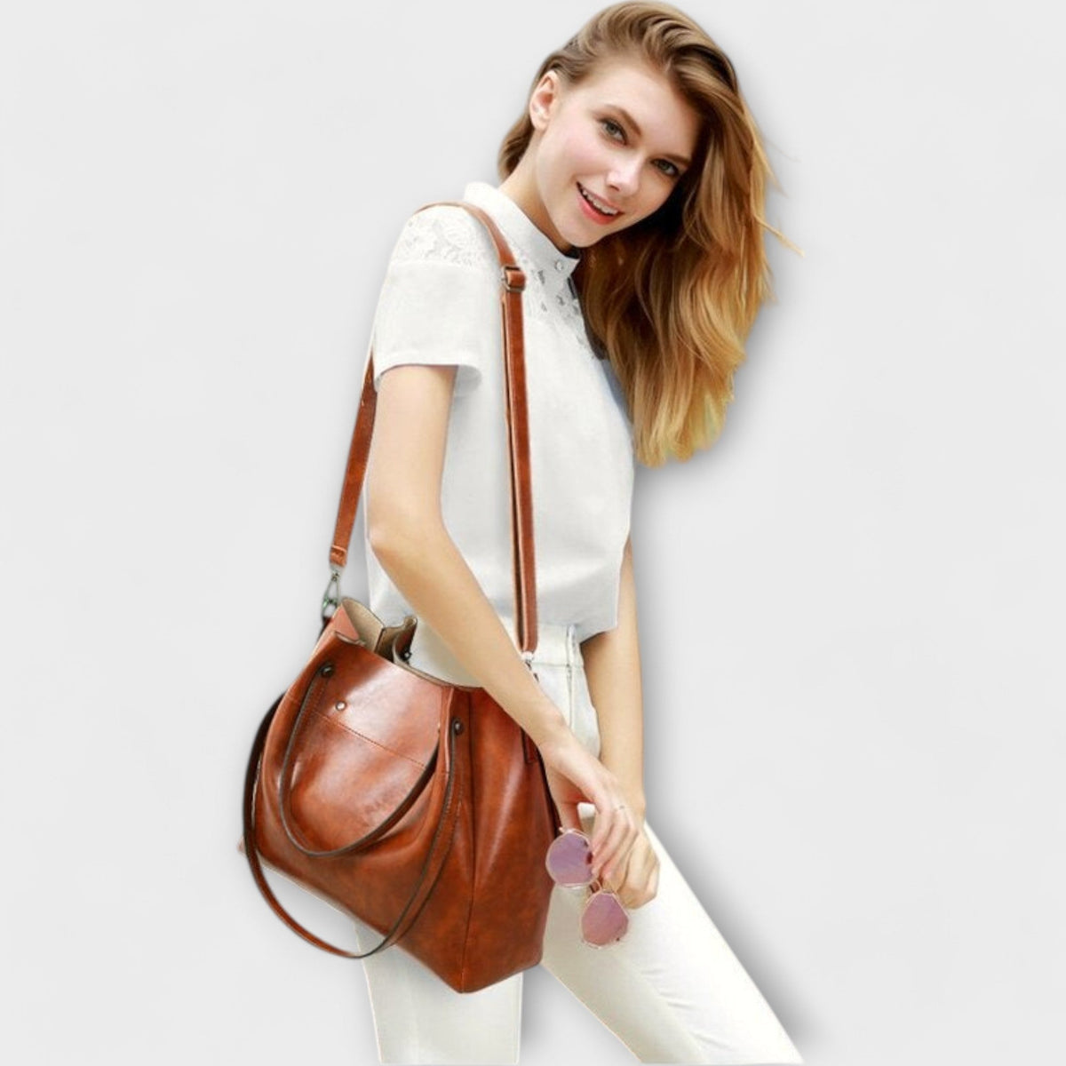 Women's 4-Piece Vintage Look Bag Set – Tote, Crossbody, Clutch and Card Holder