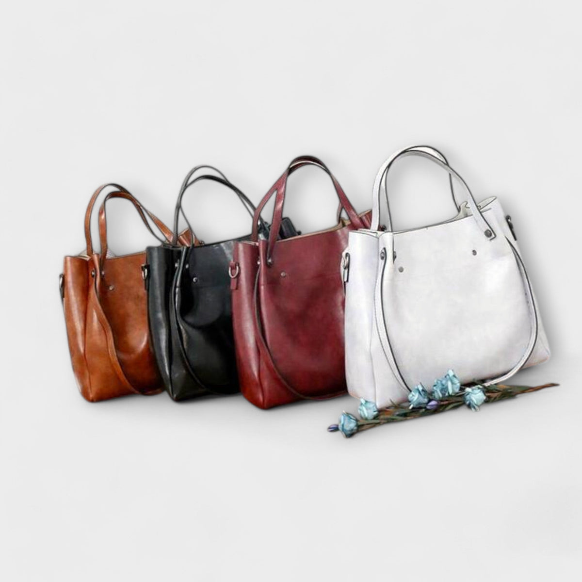 Women's 4-Piece Vintage Look Bag Set – Tote, Crossbody, Clutch and Card Holder