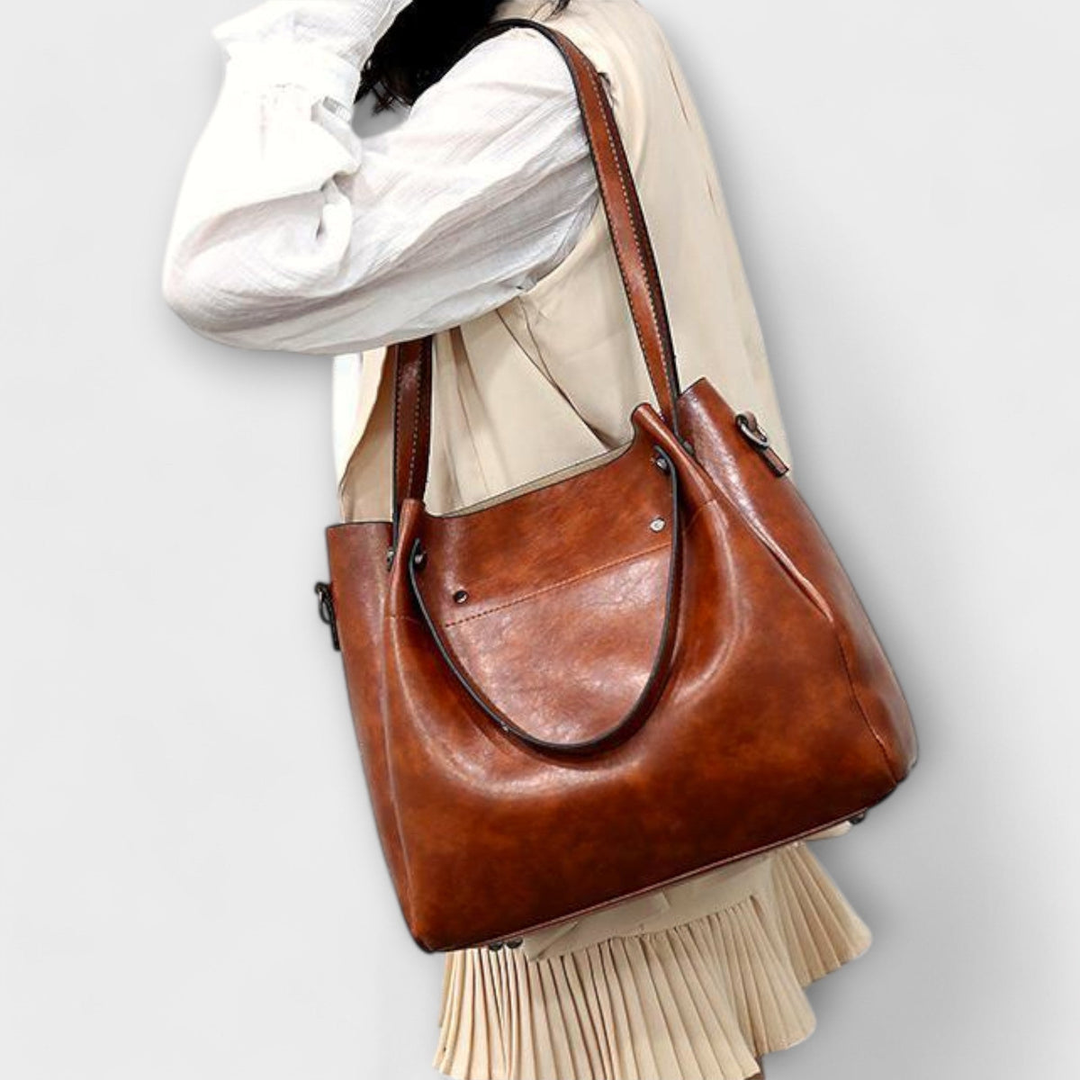 Women's 4-Piece Vintage Look Bag Set – Tote, Crossbody, Clutch and Card Holder