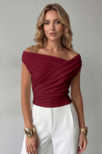 Women's Asymmetric One Shoulder Draped Top – Slim Fit Evening Top