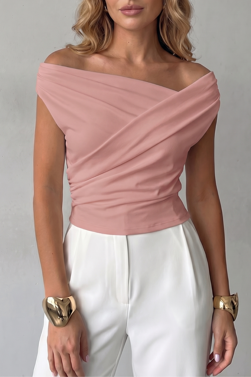Women's Asymmetric One Shoulder Draped Top – Slim Fit Evening Top