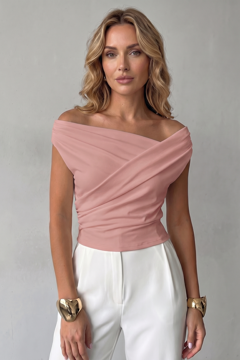 Women's Asymmetric One Shoulder Draped Top – Slim Fit Evening Top