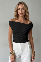 Women's Asymmetric One Shoulder Draped Top – Slim Fit Evening Top