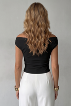 Women's Asymmetric One Shoulder Draped Top – Slim Fit Evening Top