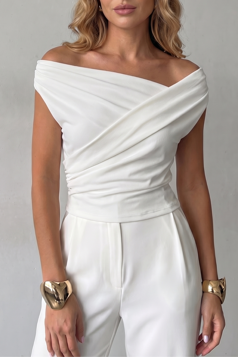 Women's Asymmetric One Shoulder Draped Top – Slim Fit Evening Top