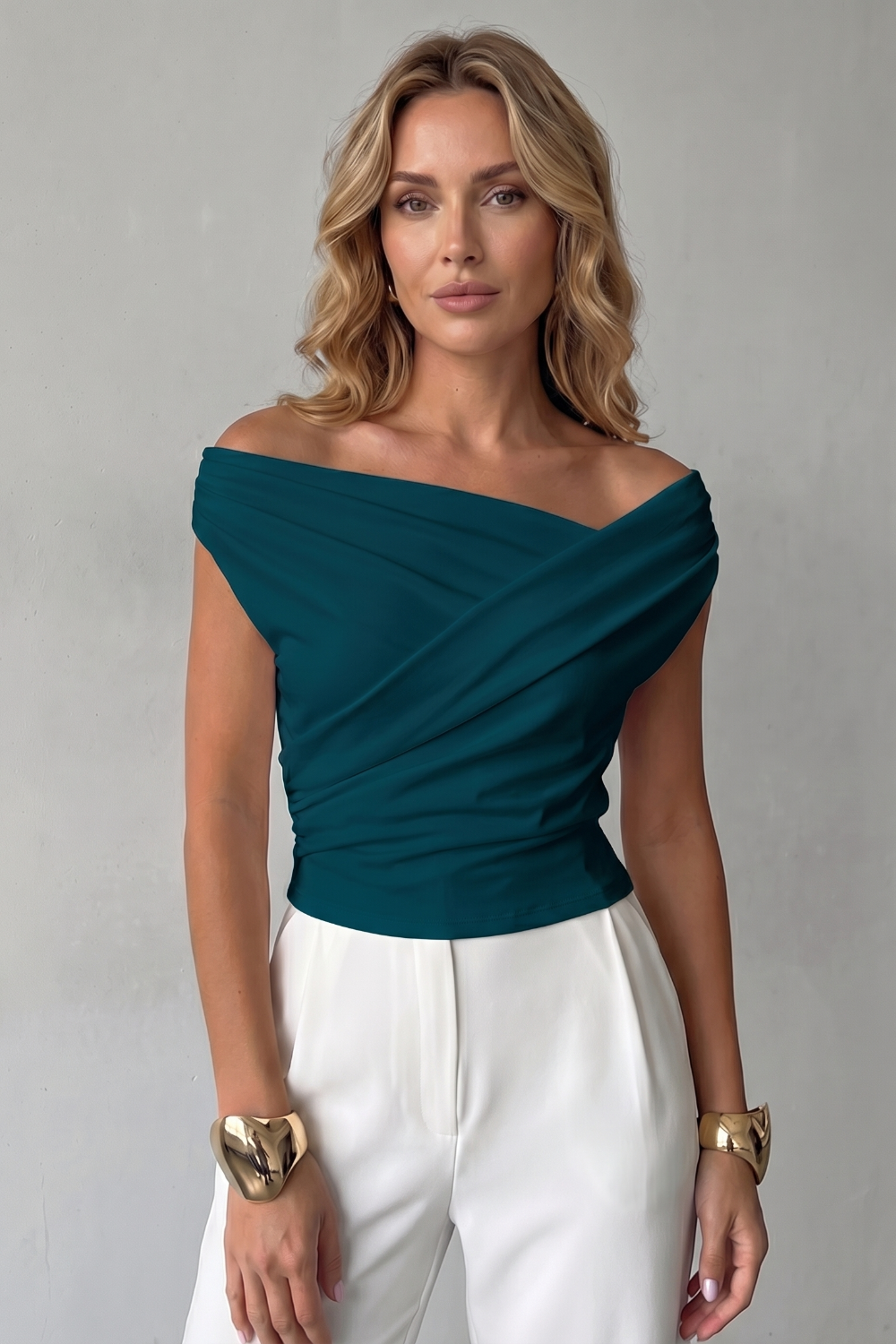 Women's Asymmetric One Shoulder Draped Top – Slim Fit Evening Top