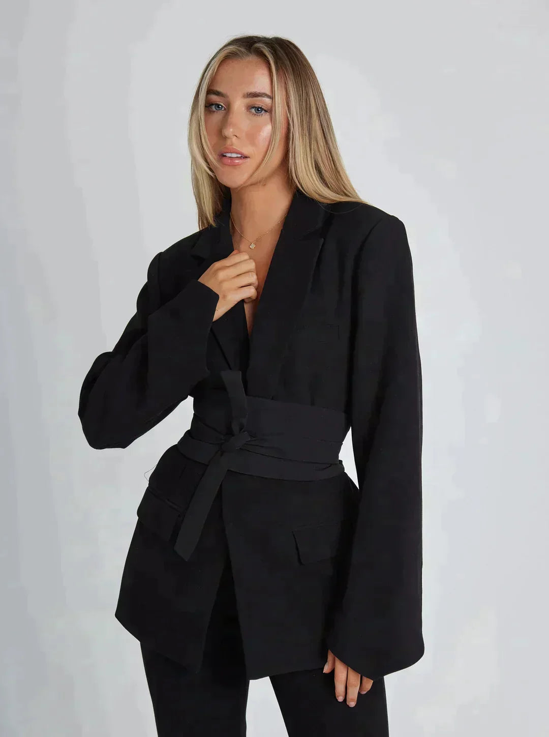 Kacob | Women's Belted Blazer – Tie Waist Tailored Jacket