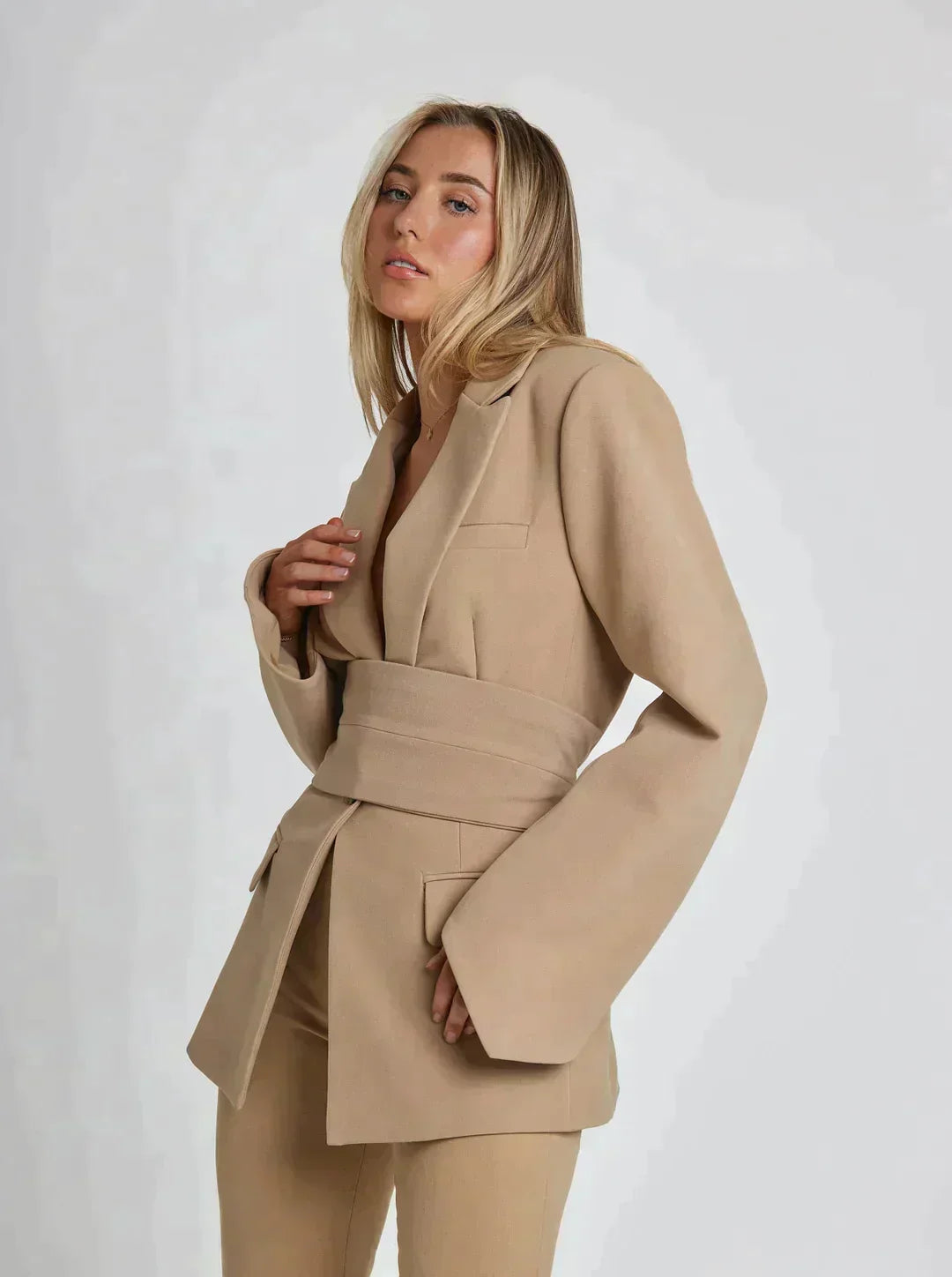 Kacob | Women's Belted Blazer – Tie Waist Tailored Jacket