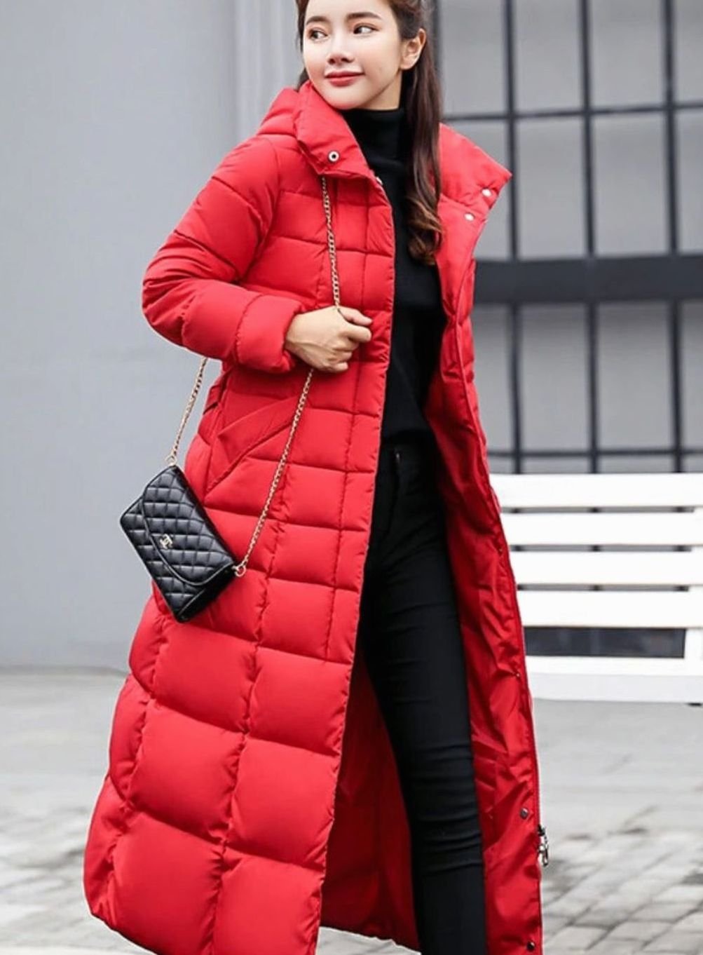Kacob | Women's Belted Long Puffer Coat – Hooded Faux Fur Maxi Coat