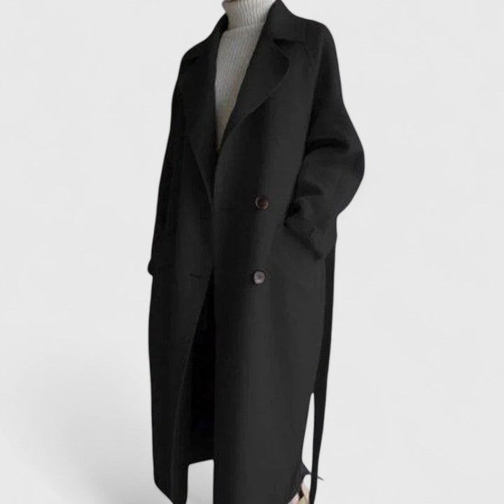 Kacob | Women's Belted Longline Coat – Wrap Style Tailored Winter Coat