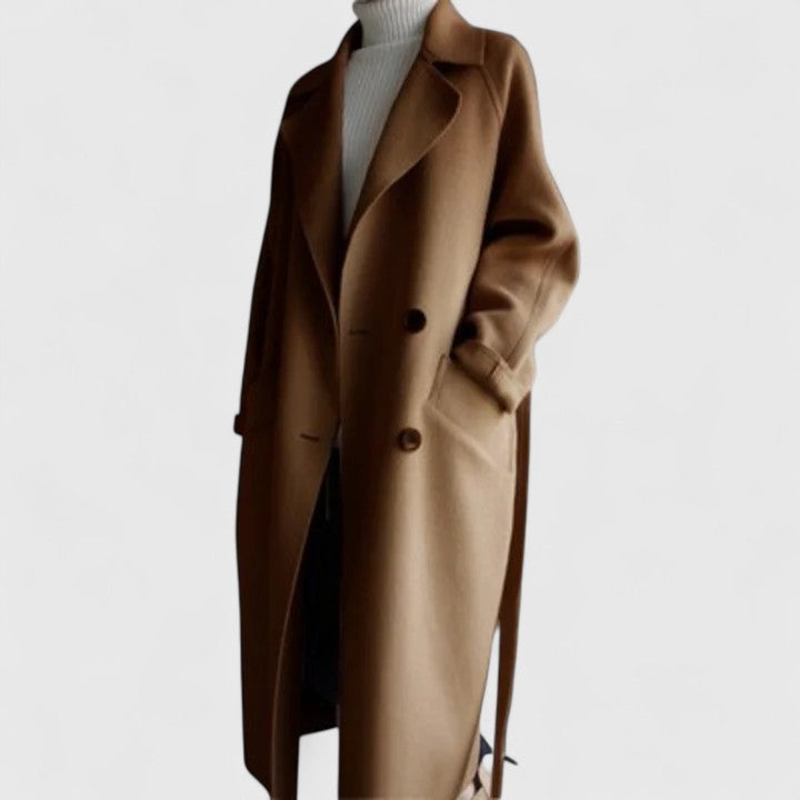 Kacob | Women's Belted Longline Coat – Wrap Style Tailored Winter Coat
