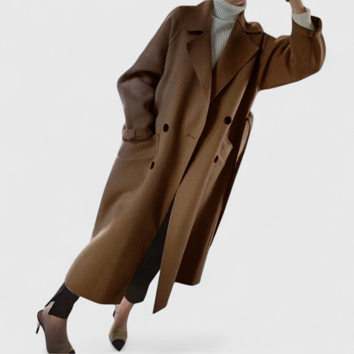 Kacob | Women's Belted Longline Coat – Wrap Style Tailored Winter Coat