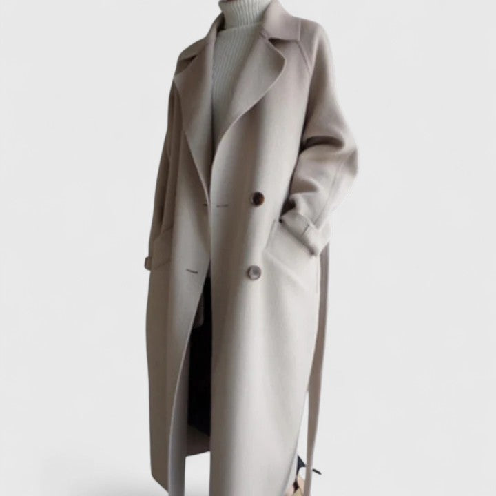 Kacob | Women's Belted Longline Coat – Wrap Style Tailored Winter Coat