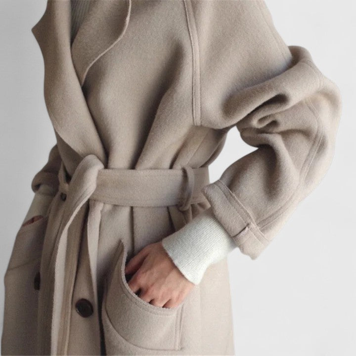 Kacob | Women's Belted Longline Coat – Wrap Style Tailored Winter Coat