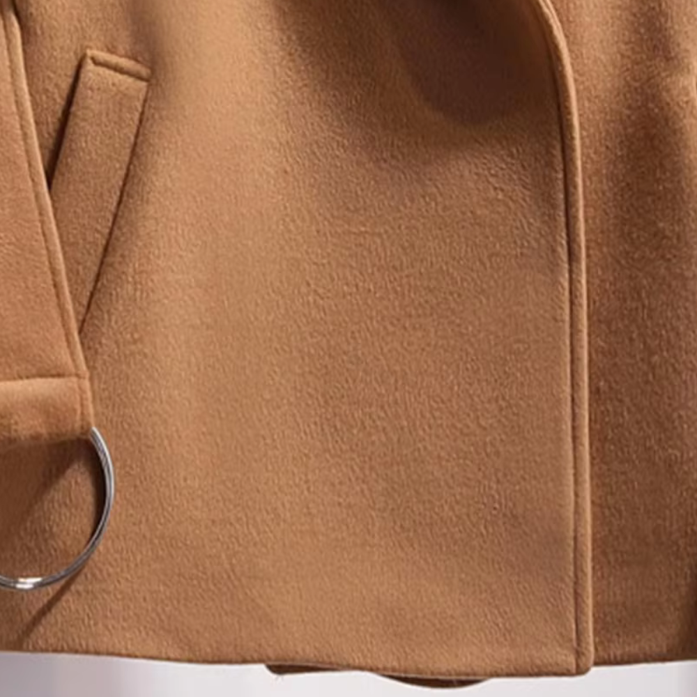 Kacob | Women's Belted Short Trench – Wide Collar Cropped Sleeve Coat