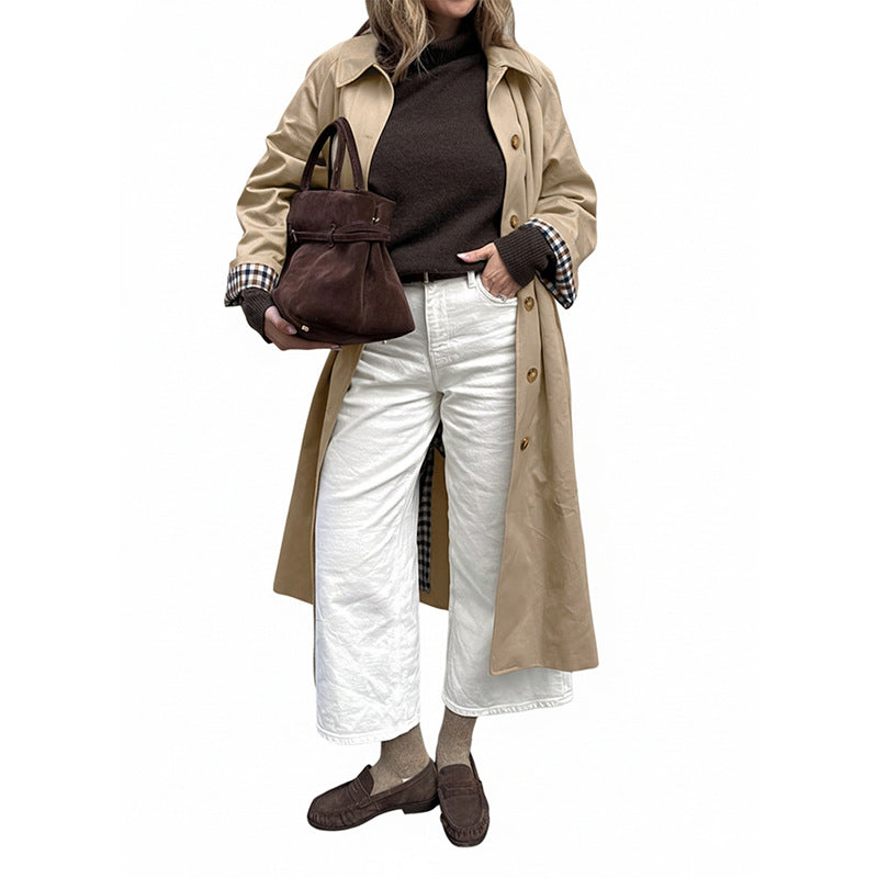 Kacob | Women's Belted Trench Coat – Classic Check Lined Trench