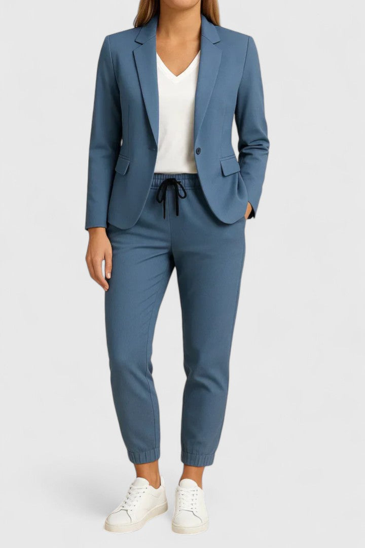 Kacob | Women's Blazer and Tapered Trousers Set – Classic Two-Piece Suit