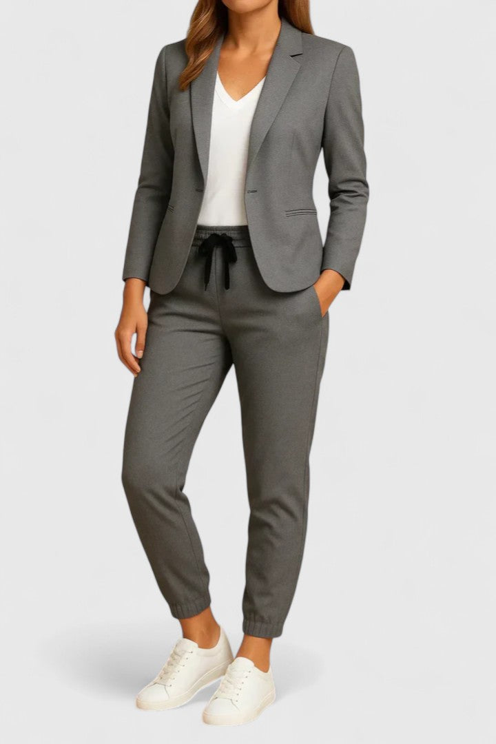 Kacob | Women's Blazer and Tapered Trousers Set – Classic Two-Piece Suit