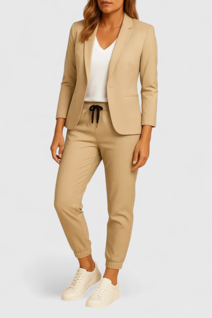 Kacob | Women's Blazer and Tapered Trousers Set – Classic Two-Piece Suit