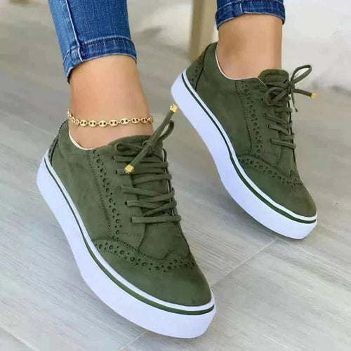 Kacob | Women's Brogue Trainers – Platform Lace Up Casual Shoes