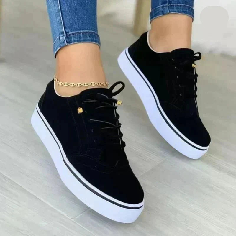 Kacob | Women's Brogue Trainers – Platform Lace Up Casual Shoes