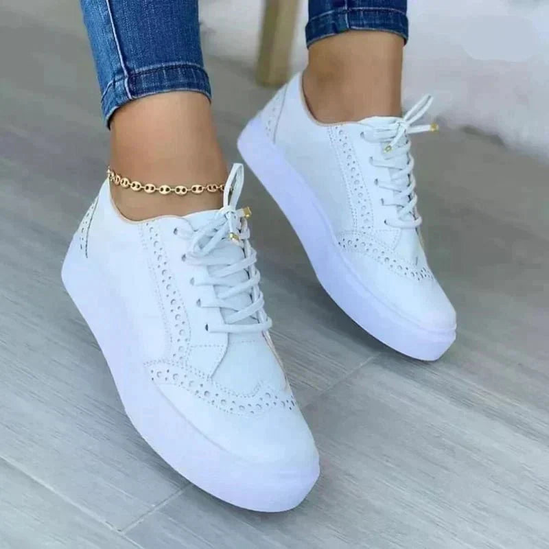 Kacob | Women's Brogue Trainers – Platform Lace Up Casual Shoes