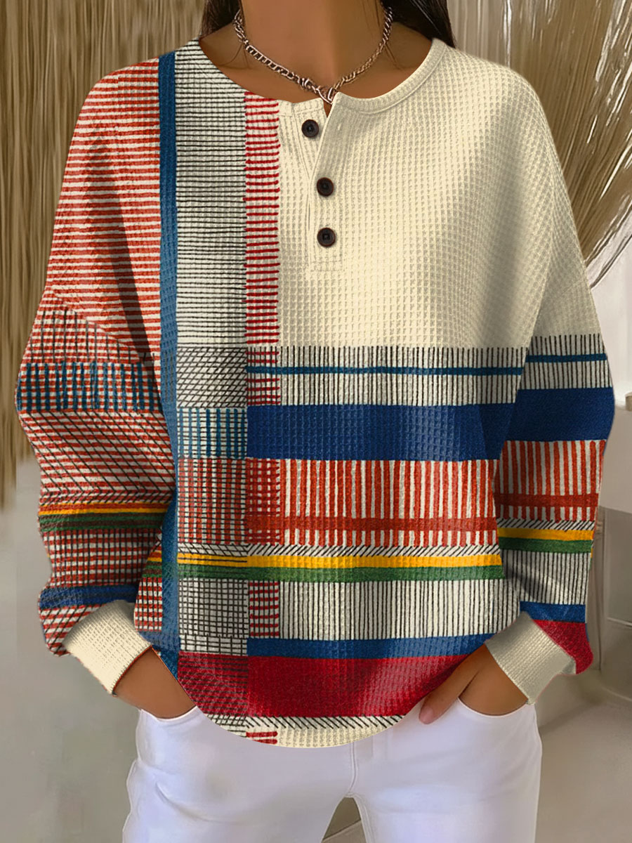 Kacob | Women's Brushed Waffle Knit Jumper – Relaxed Thick Knit Pullover