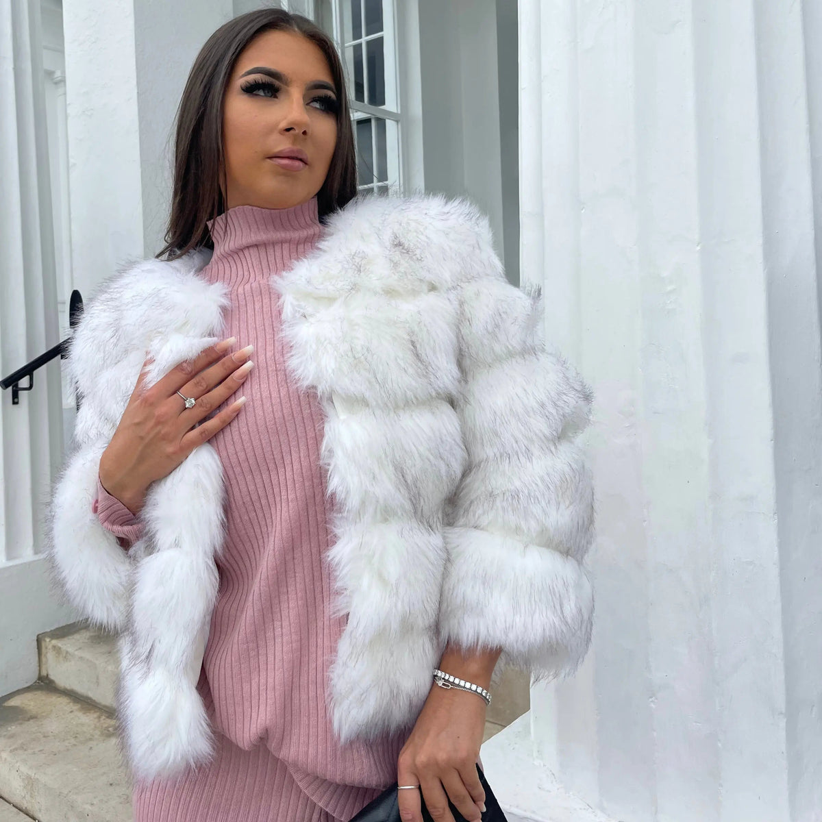 Kacob | Women's Bubble Faux Fur Coat – Fluffy Statement Fur Coat