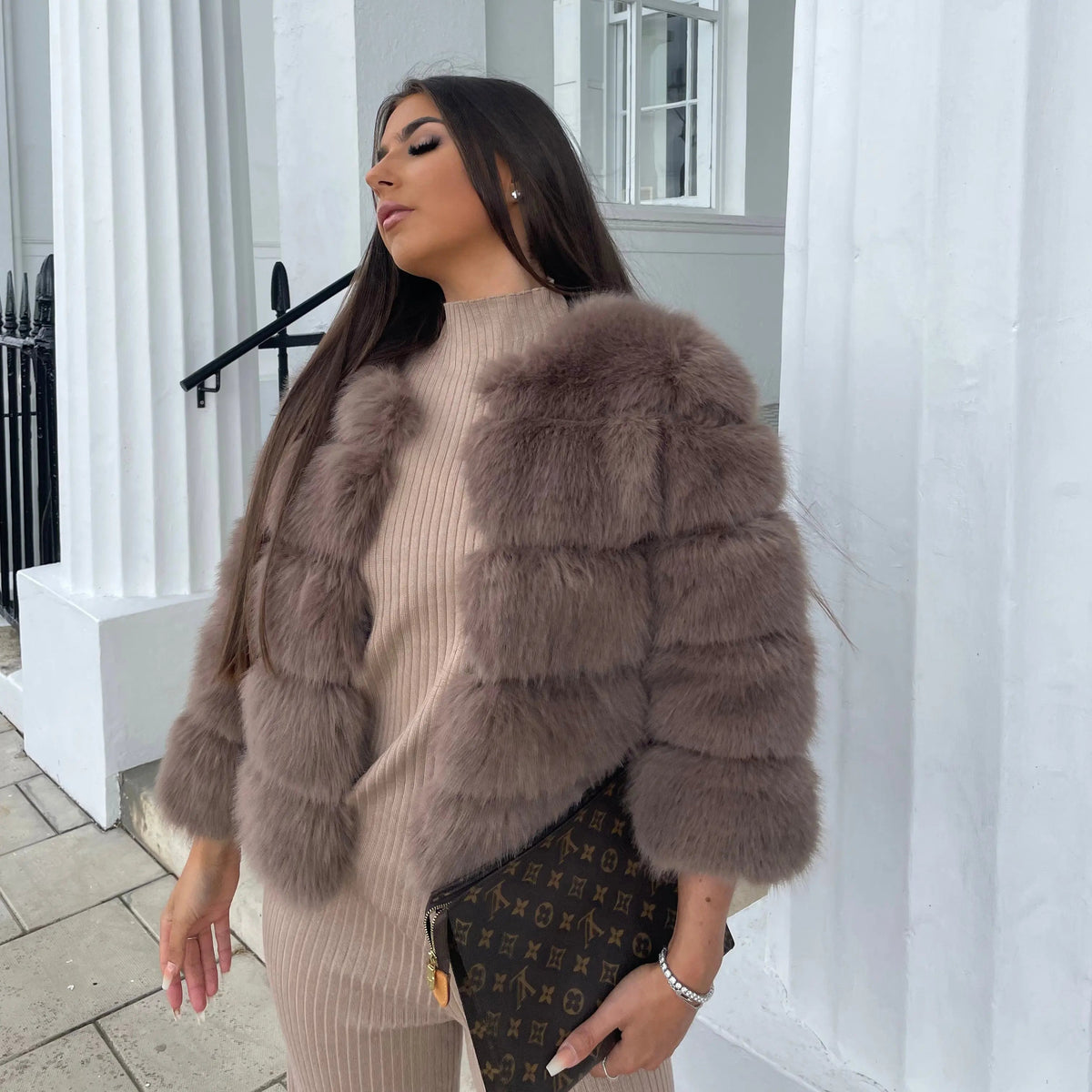 Kacob | Women's Bubble Faux Fur Coat – Fluffy Statement Fur Coat