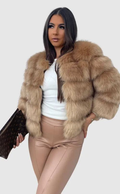 Kacob | Women's Bubble Faux Fur Coat – Fluffy Statement Fur Coat