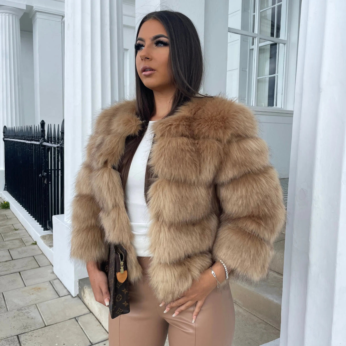 Kacob | Women's Bubble Faux Fur Coat – Fluffy Statement Fur Coat