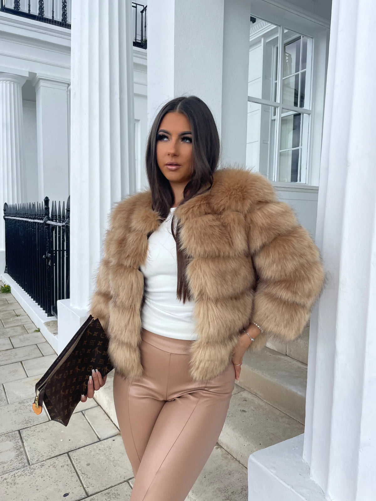 Kacob | Women's Bubble Faux Fur Coat – Fluffy Statement Fur Coat