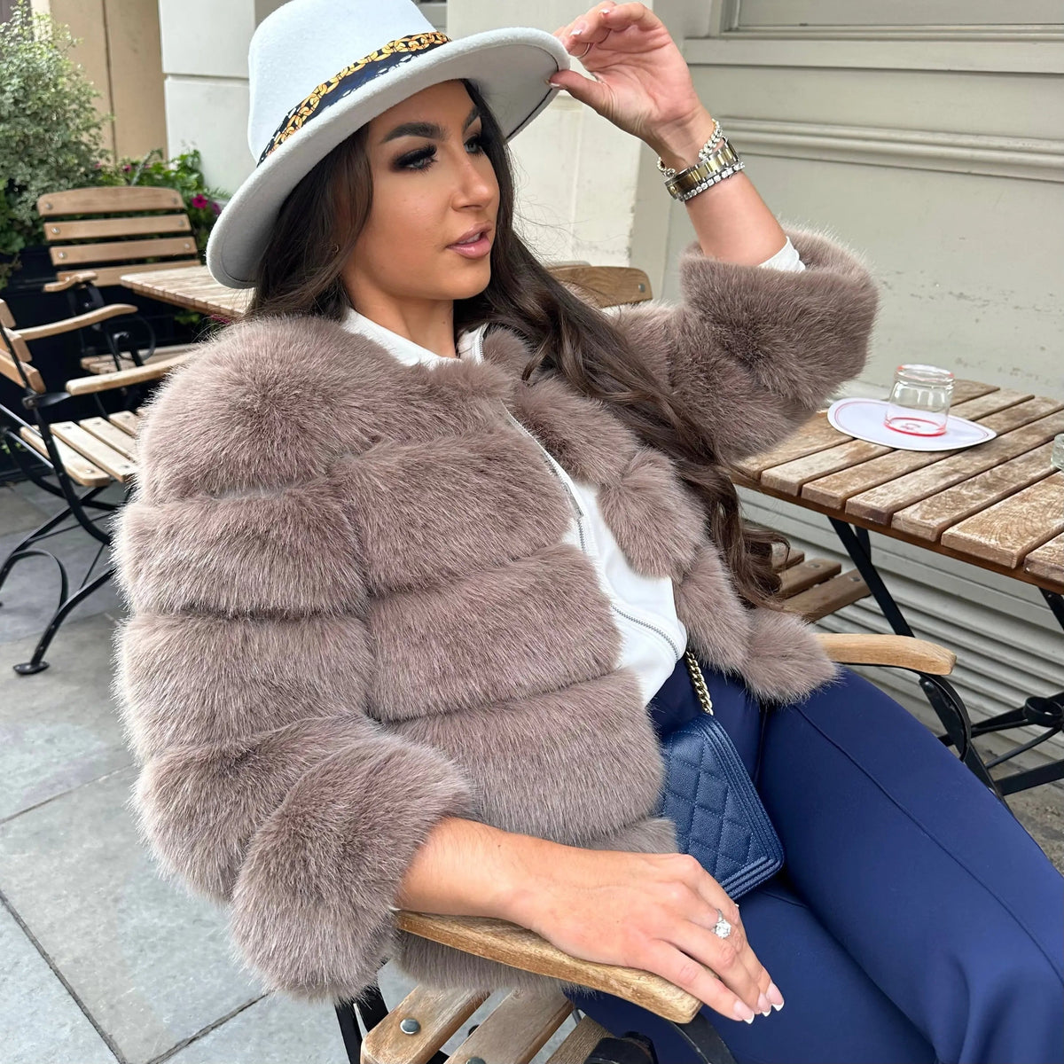 Kacob | Women's Bubble Faux Fur Coat – Fluffy Statement Fur Coat