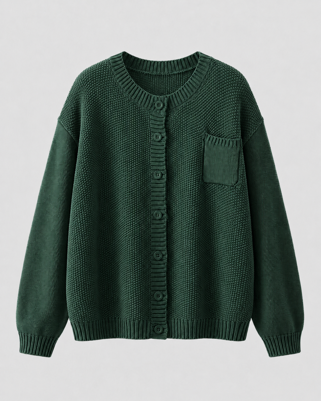 Women's Button-Up Knit Cardigan with Chest Pocket