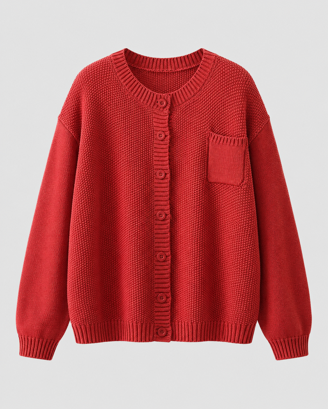 Women's Button-Up Knit Cardigan with Chest Pocket