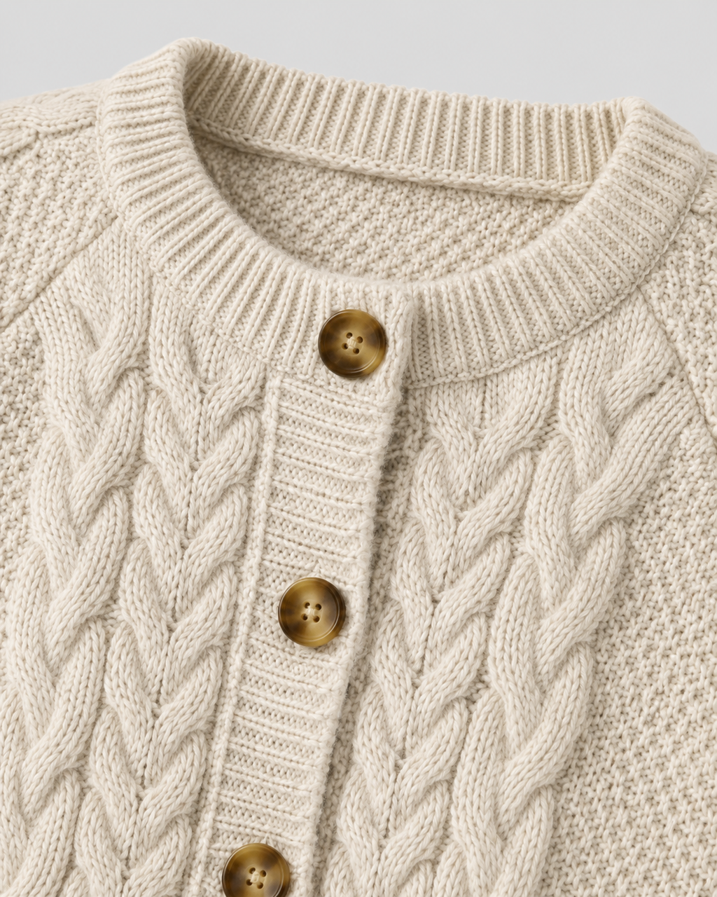 Women's Cable Knit Cardigan – Raglan Sleeve Button Front