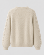 Women's Cable Knit Cardigan – Raglan Sleeve Button Front