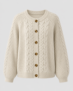 Women's Cable Knit Cardigan – Raglan Sleeve Button Front