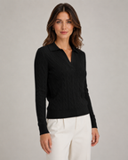 Women's Cable Knit Polo Collar Jumper