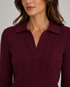 Women's Cable Knit Polo Collar Jumper