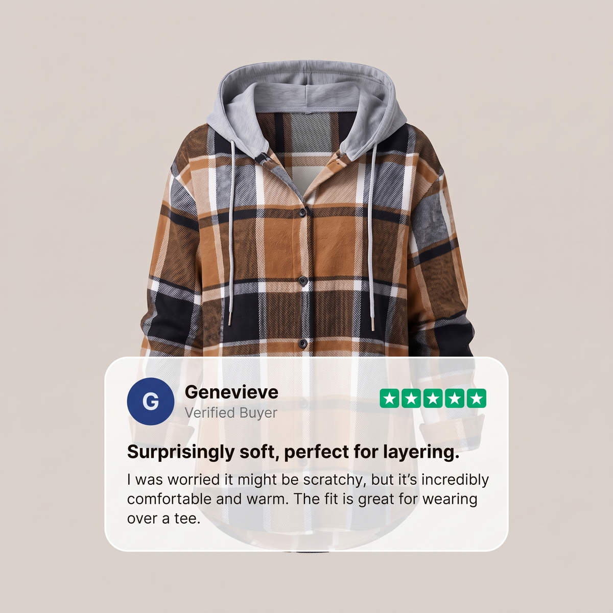 Kacob | Women's Check Hooded Coat – Single-Breasted Plaid Winter Coat