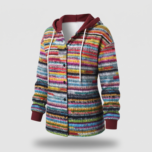 Kacob | Women's Check Hooded Coat – Single-Breasted Plaid Winter Coat