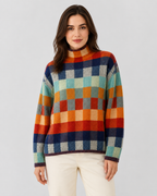 Women's Check Knit Turtleneck Jumper – Relaxed Fit