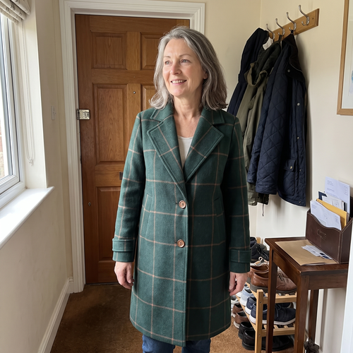 Kacob | Women's Check Notch Lapel Coat – Two Button Winter Coat