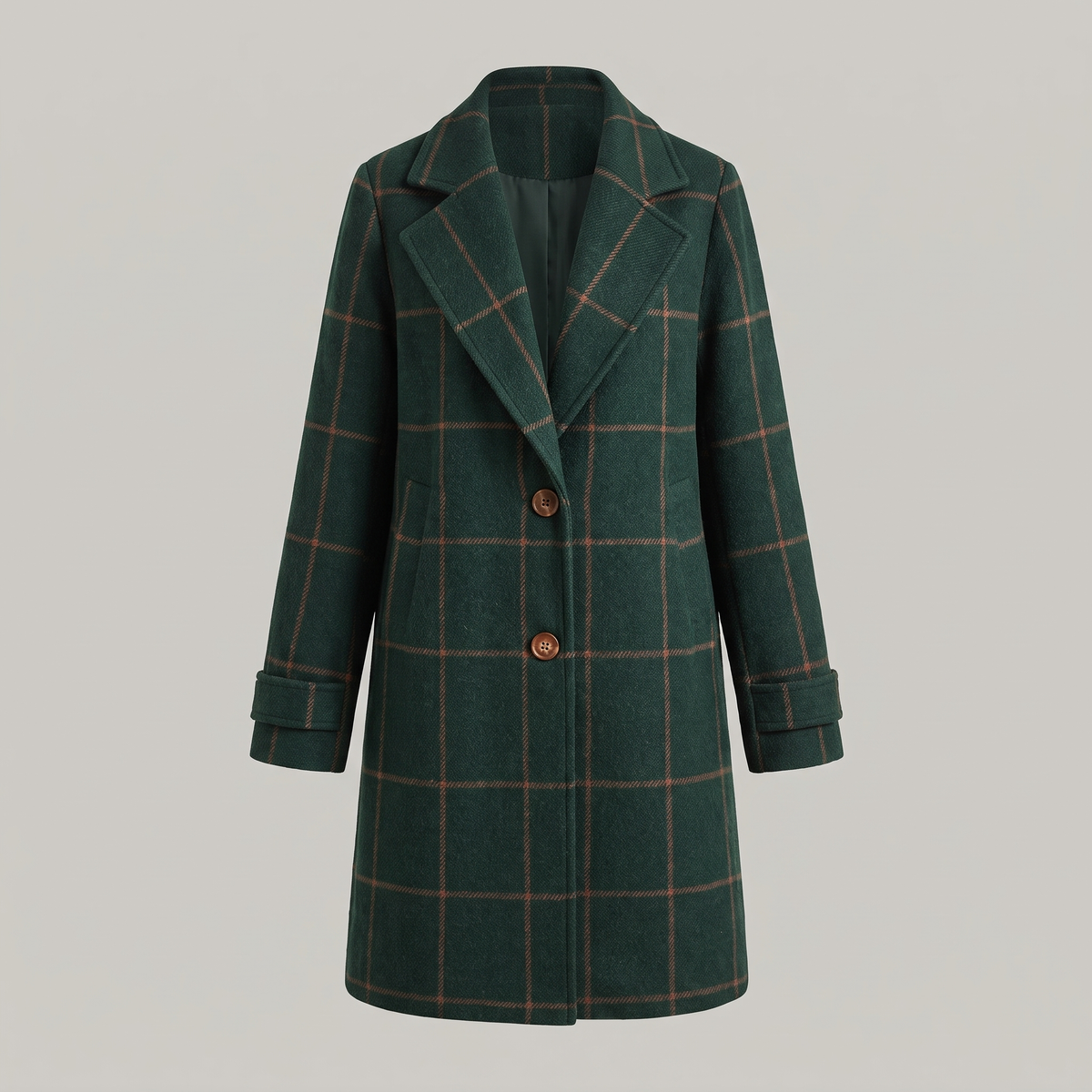 Kacob | Women's Check Notch Lapel Coat – Two Button Winter Coat