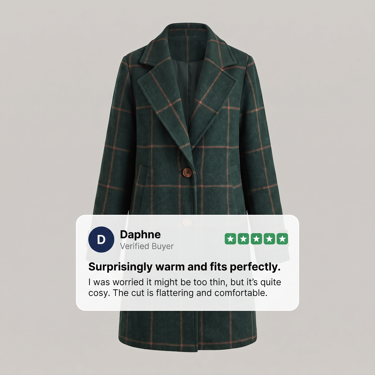 Kacob | Women's Check Notch Lapel Coat – Two Button Winter Coat