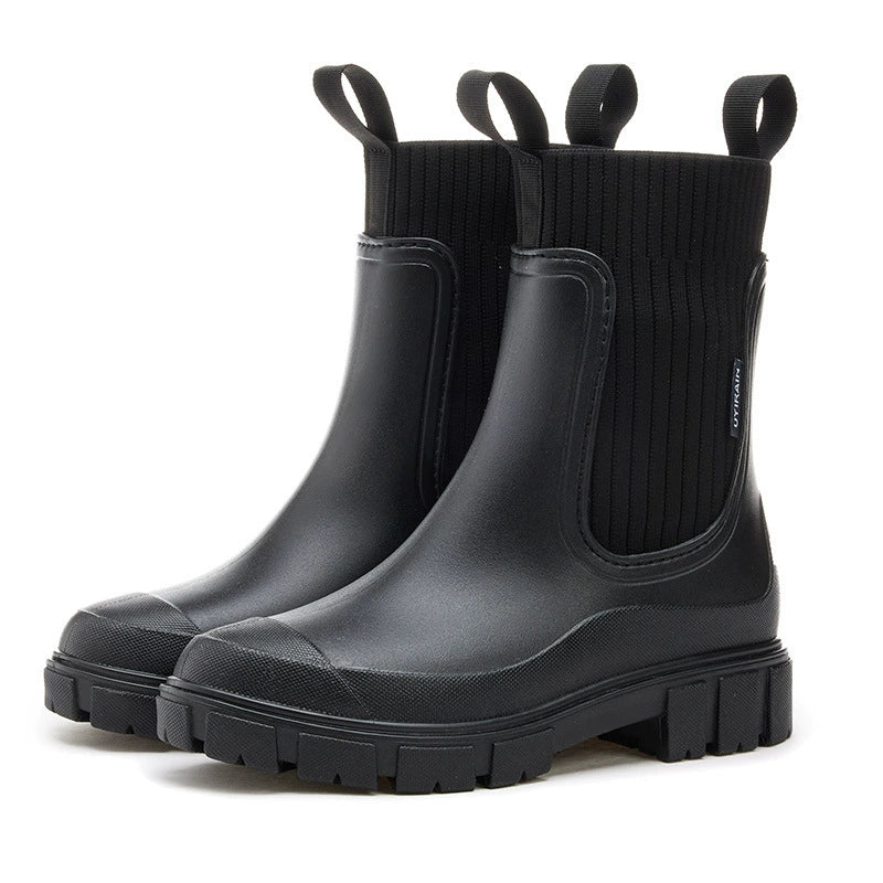 Kacob | Women's Chelsea Boots – Chunky Sock Ankle Boots with Pull Tabs