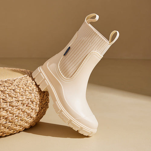Kacob | Women's Chunky Chelsea Boots – Platform Ankle Boots with Sock Collar