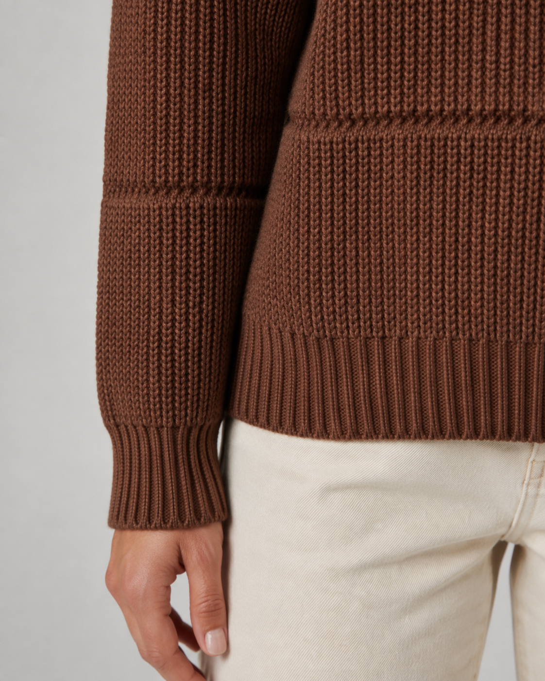 Women's Chunky Ribbed Crew Neck Jumper – Relaxed Fit