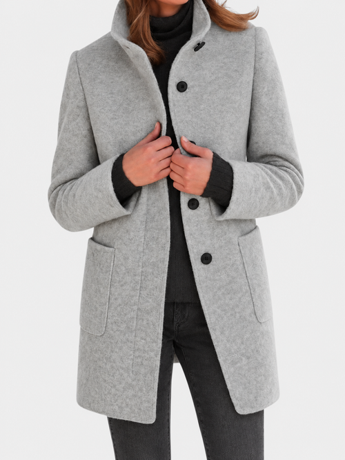 Kacob | Women's Classic Button Front Coat With Raised Collar – Everyday Autumn Coat